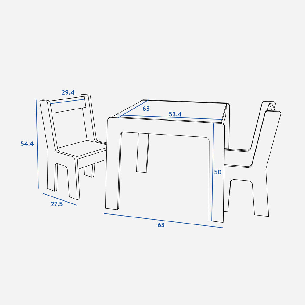 Mesa Con 2 Sillas Para Niños Madera Solida