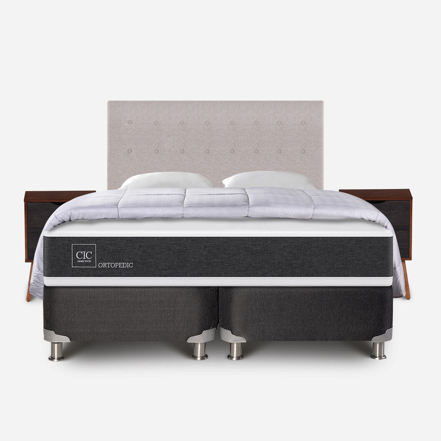 Box Spring King Ortopedic 5 Zonas + Almohadas + Plum&oacute;n + Set Tigris