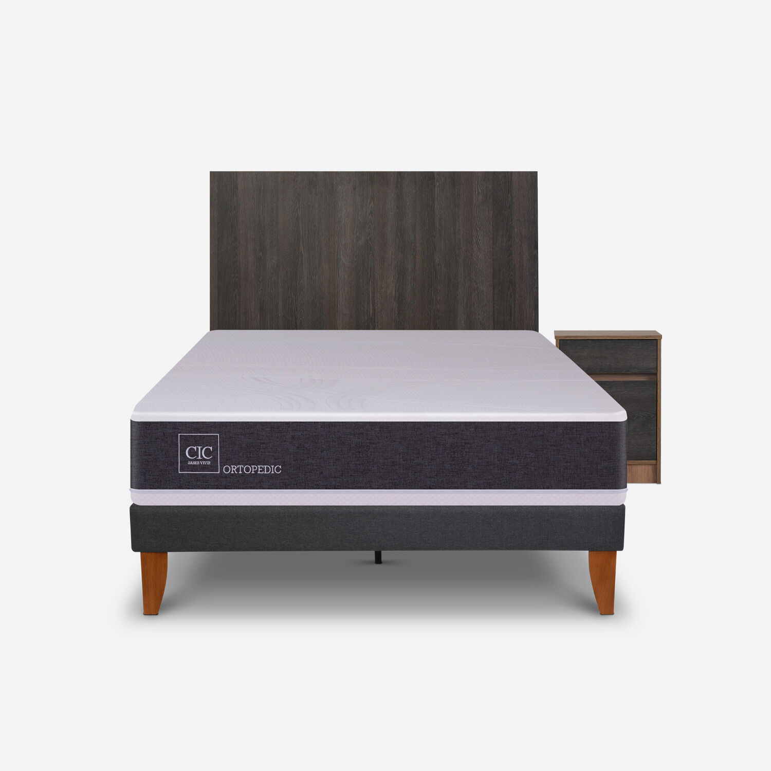 Cama Europea Curve 1,5 Plazas Ortopedic + Set Espresso