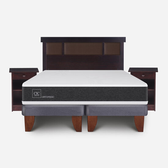 Cama Europea 2 Plazas Ortopedic Base Dividida + Set Dublín Choc