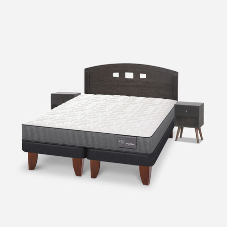 Cama Europea 2 Plazas Anatomic Base Dividida + Set Gales Gris