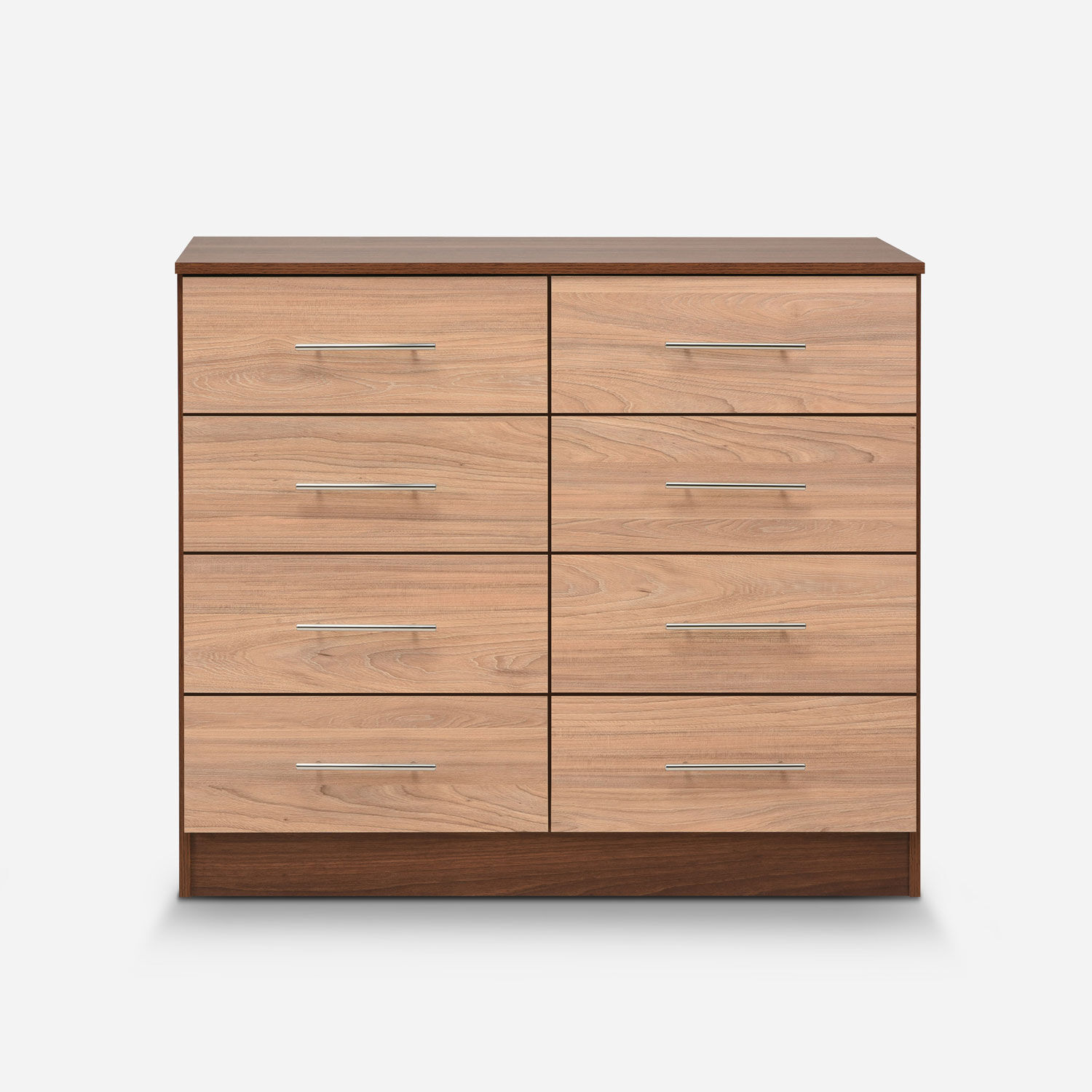 C&oacute;moda 8 Cajones Polux Bicolor Nogal Olmo