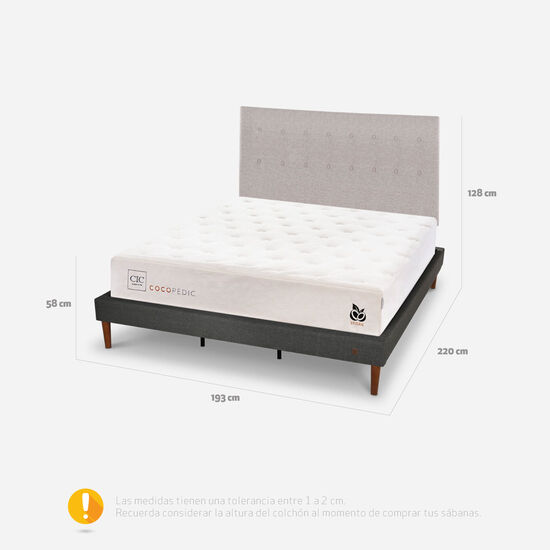 Cama Europea Curve King Cocopedic + Respaldo Tigris