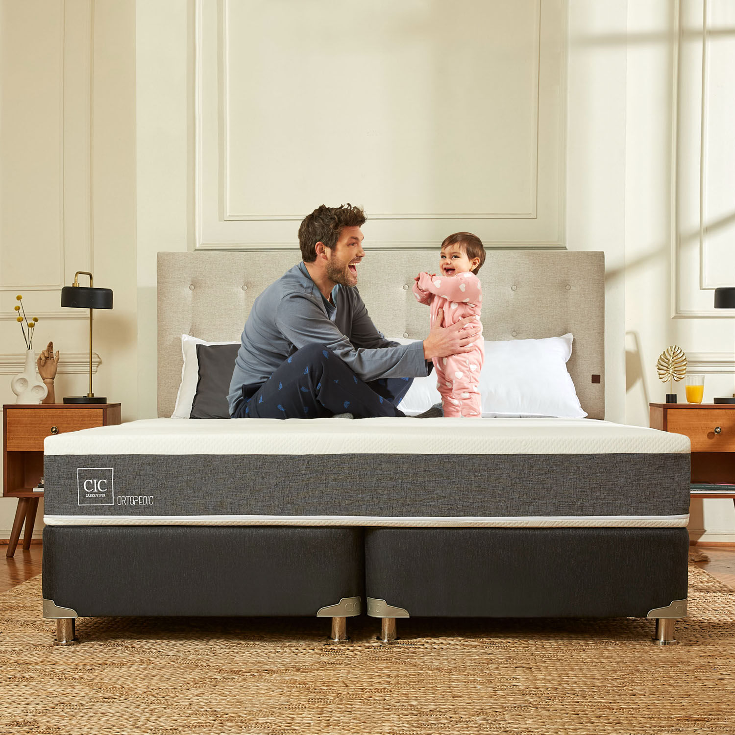 Box Spring 2 Plazas Ortopedic Base Dividida 5 Zonas + Set Espresso