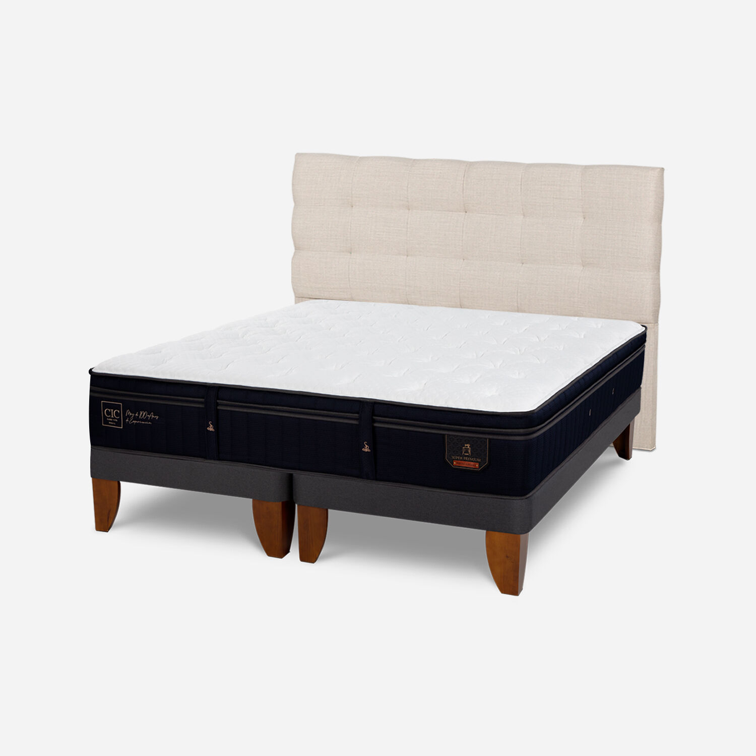 Cama Europea King Super Premium Respaldo Ebro