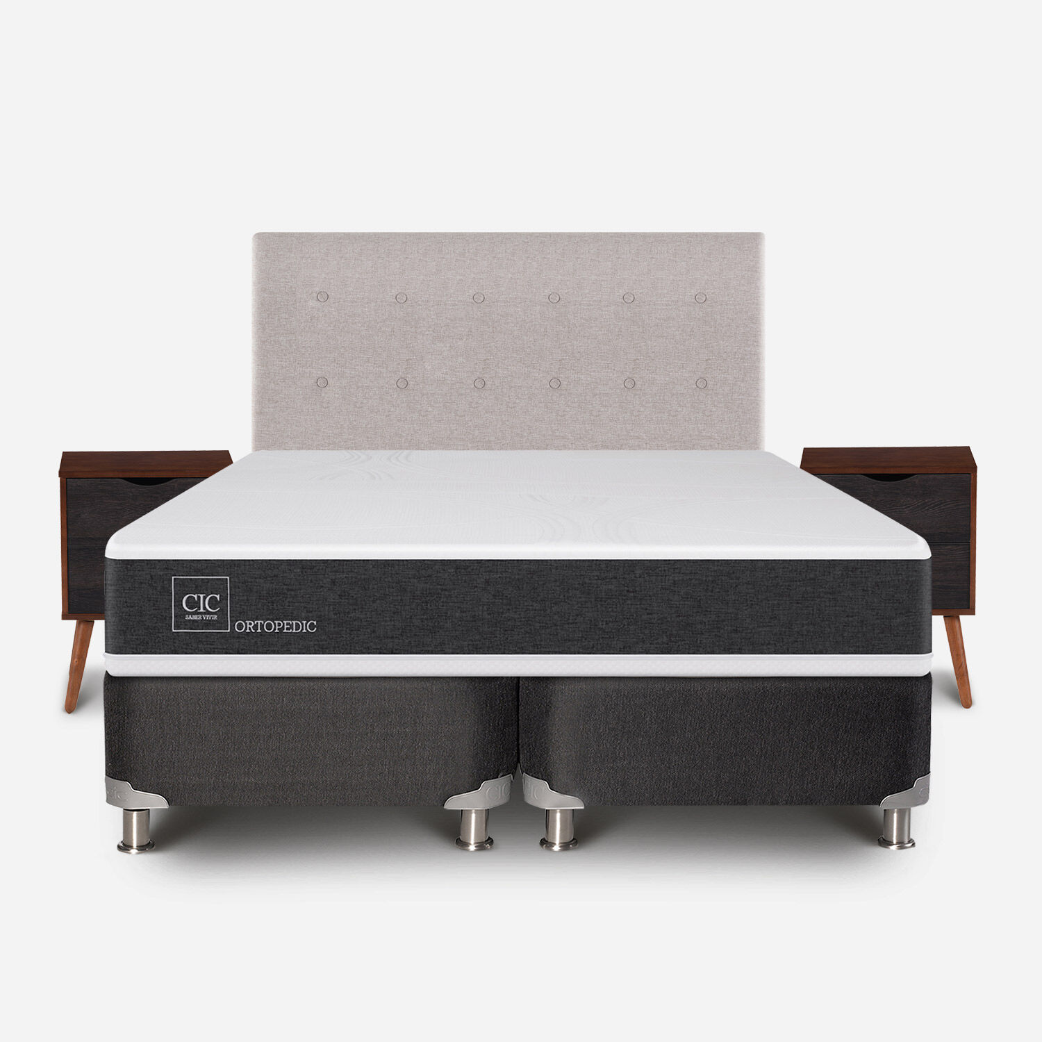 Box Spring 2 Plazas Ortopedic Base Dividida 5 Zonas + Set Tigris
