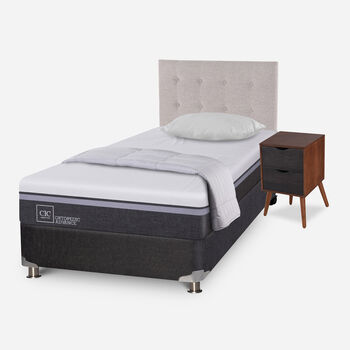 Box Spring 1.5 Plazas Ortopedic Advance 5 Zonas + Almohada + Plumón + Set Tigris