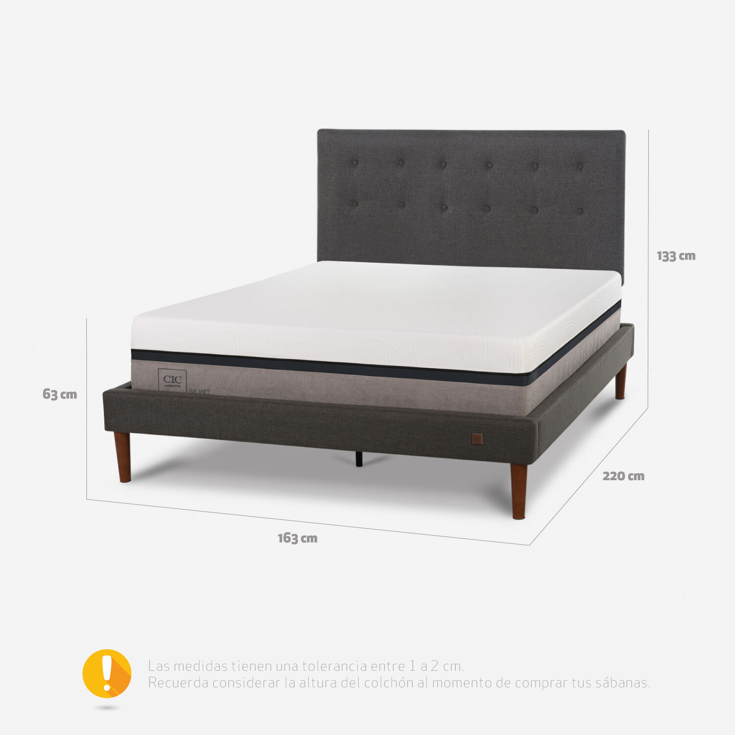 Cama Europea Curve 2 Plazas Balance + Respaldo &Eacute;ufrates