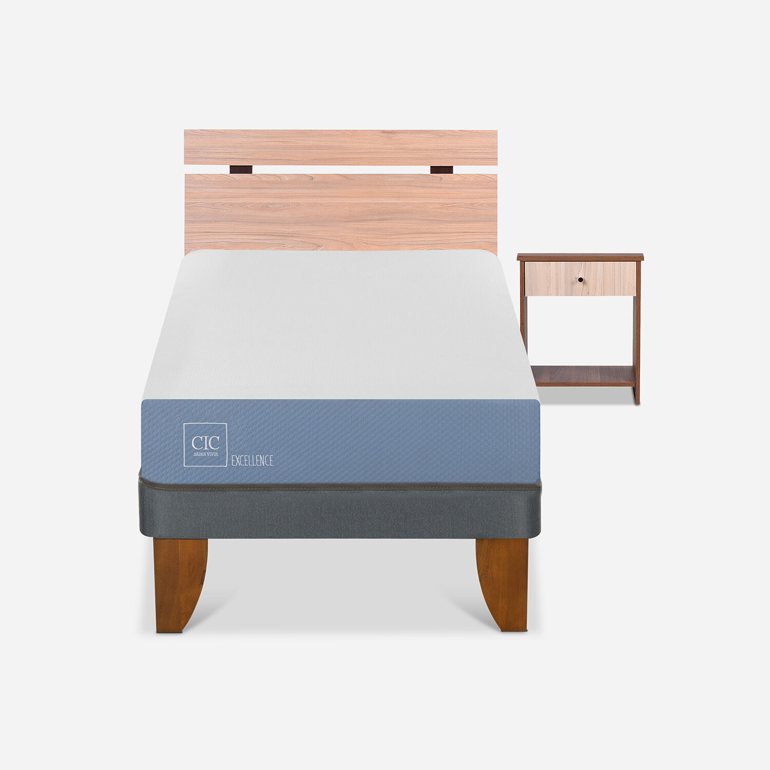 Cama Europea 1 Plaza Excellence + Set Olmo