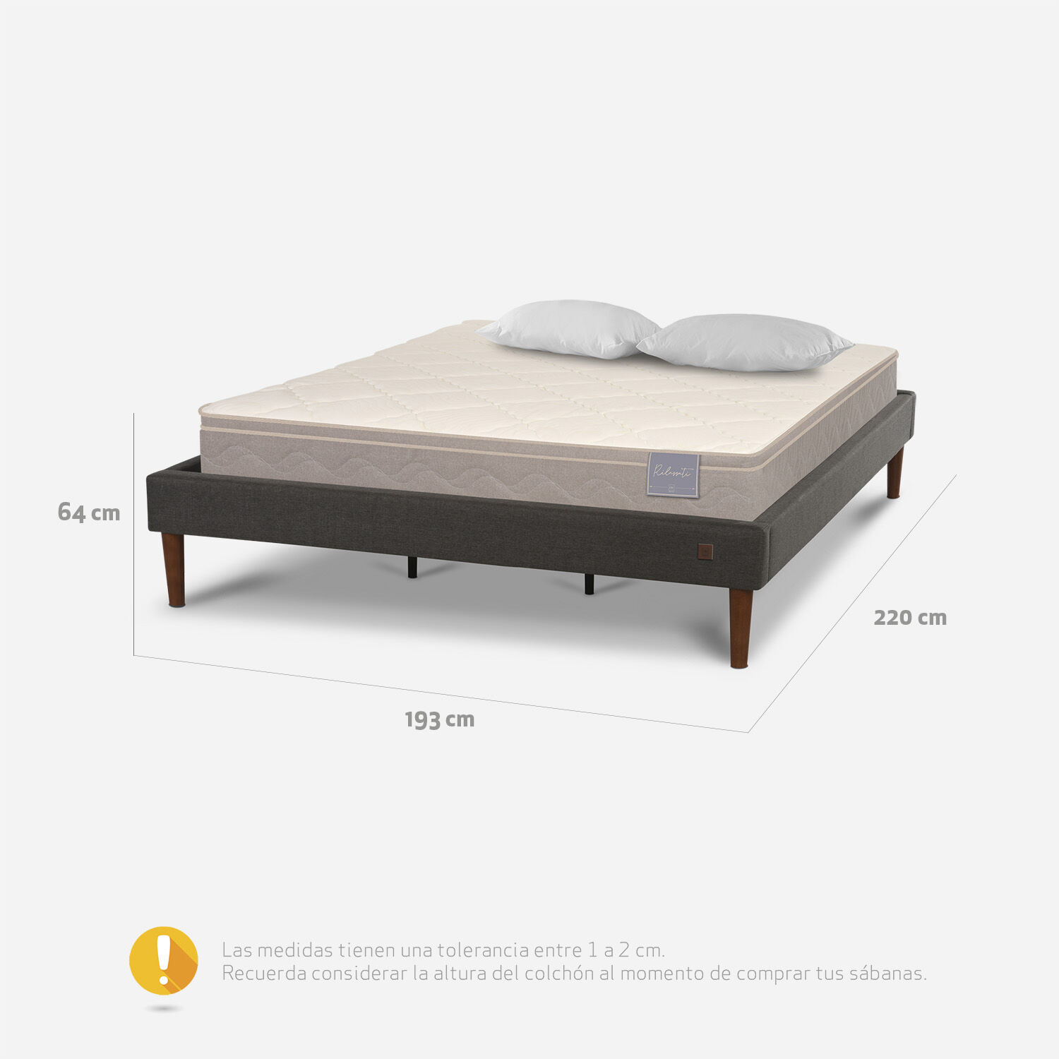 Cama Europea Curve 2 Plazas Rilassati + Almohadas