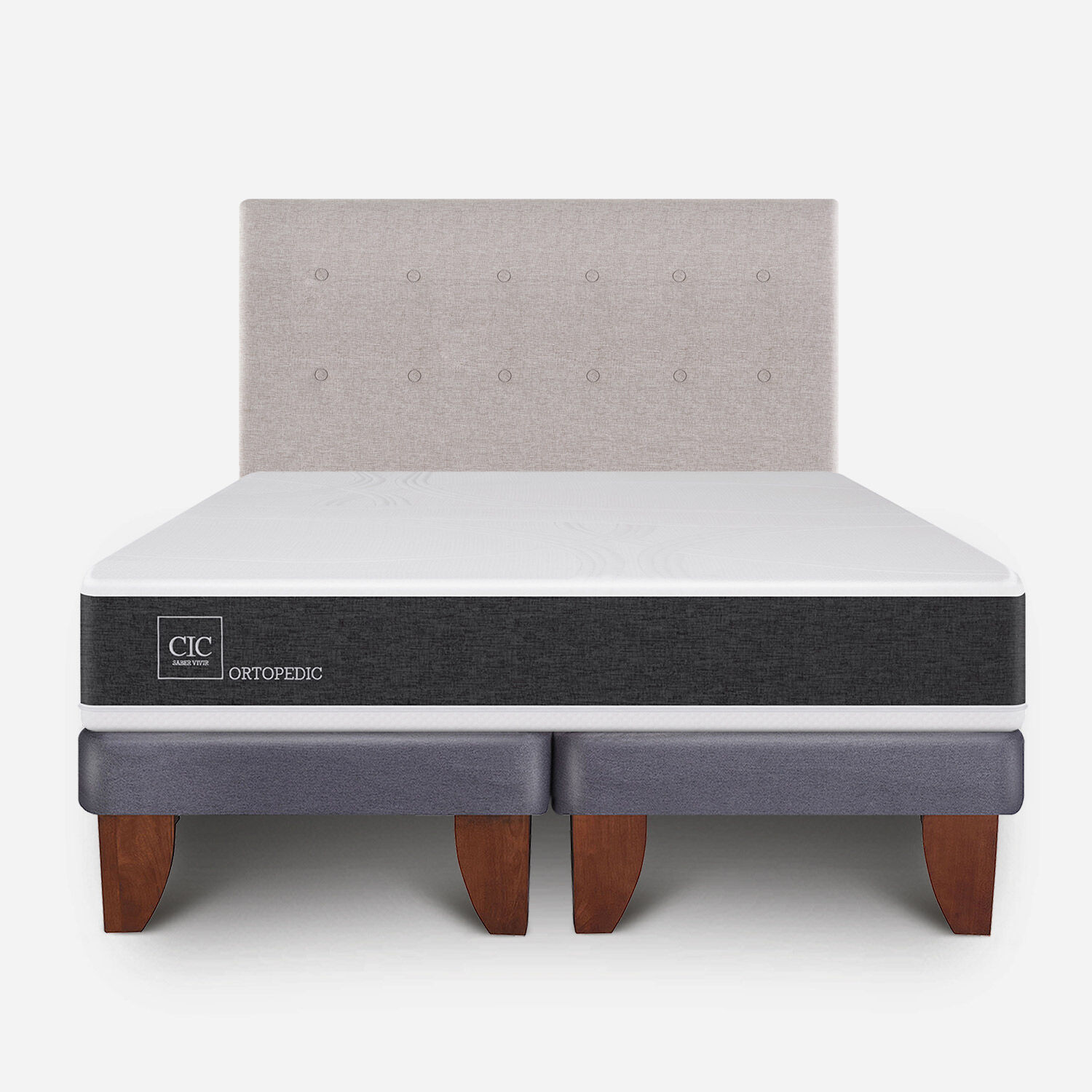 Cama Europea 2 Plazas Ortopedic Base Dividida + Respaldo Tigris