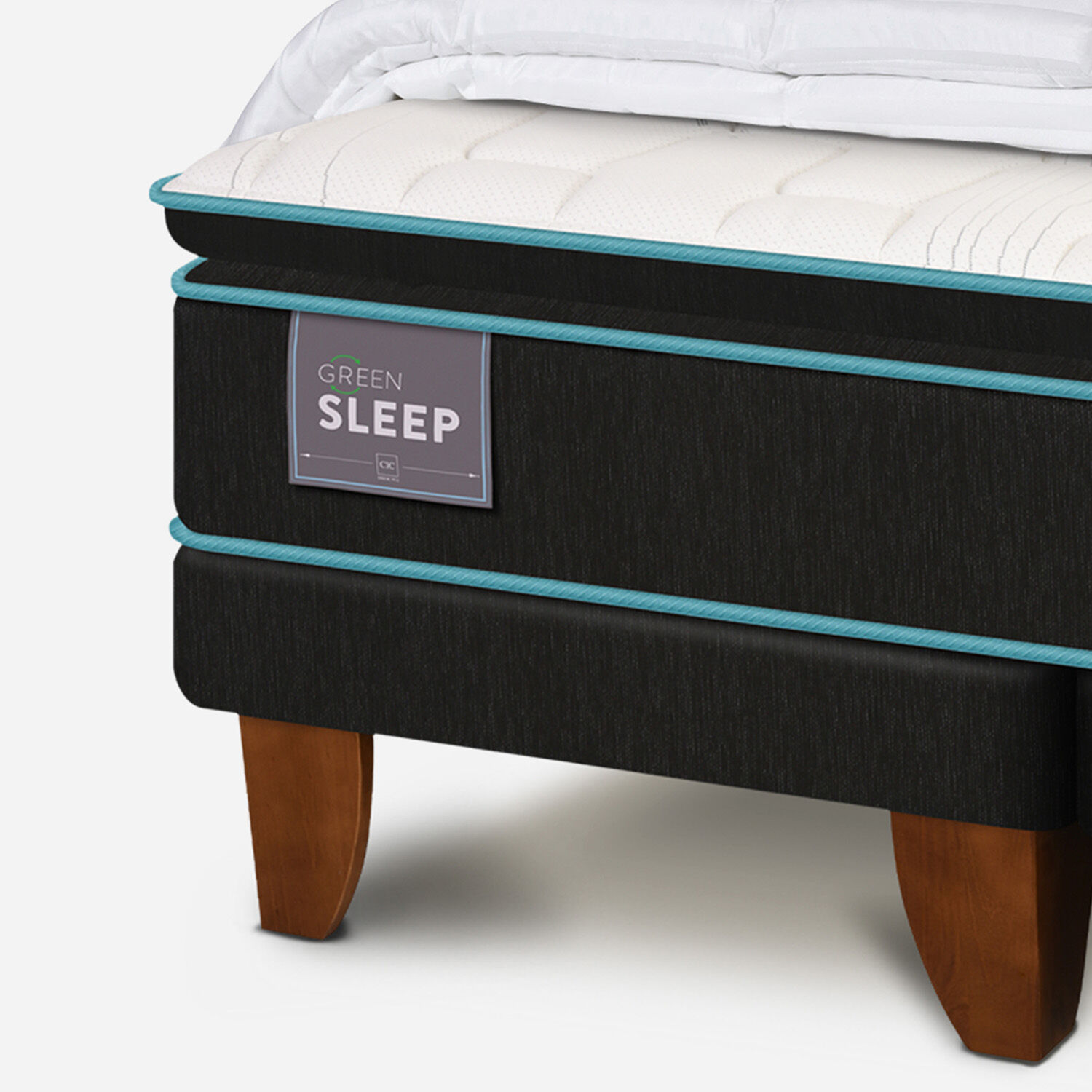 Cama Europea King Green Sleep + Almohadas Viscoel&aacute;sticas + Plum&oacute;n