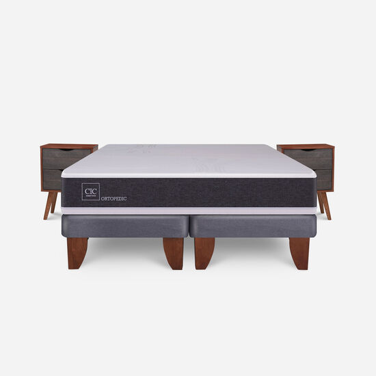 Cama Europea King Ortopedic + Veladores Níger