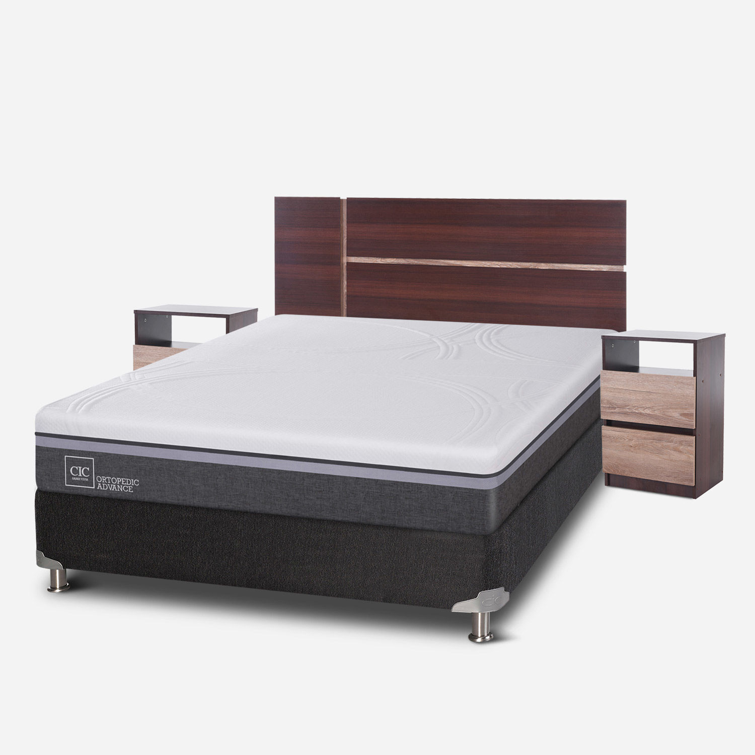 Box Spring 2 Plazas Ortopedic Advance Base Normal 5 Zonas + Set Enio