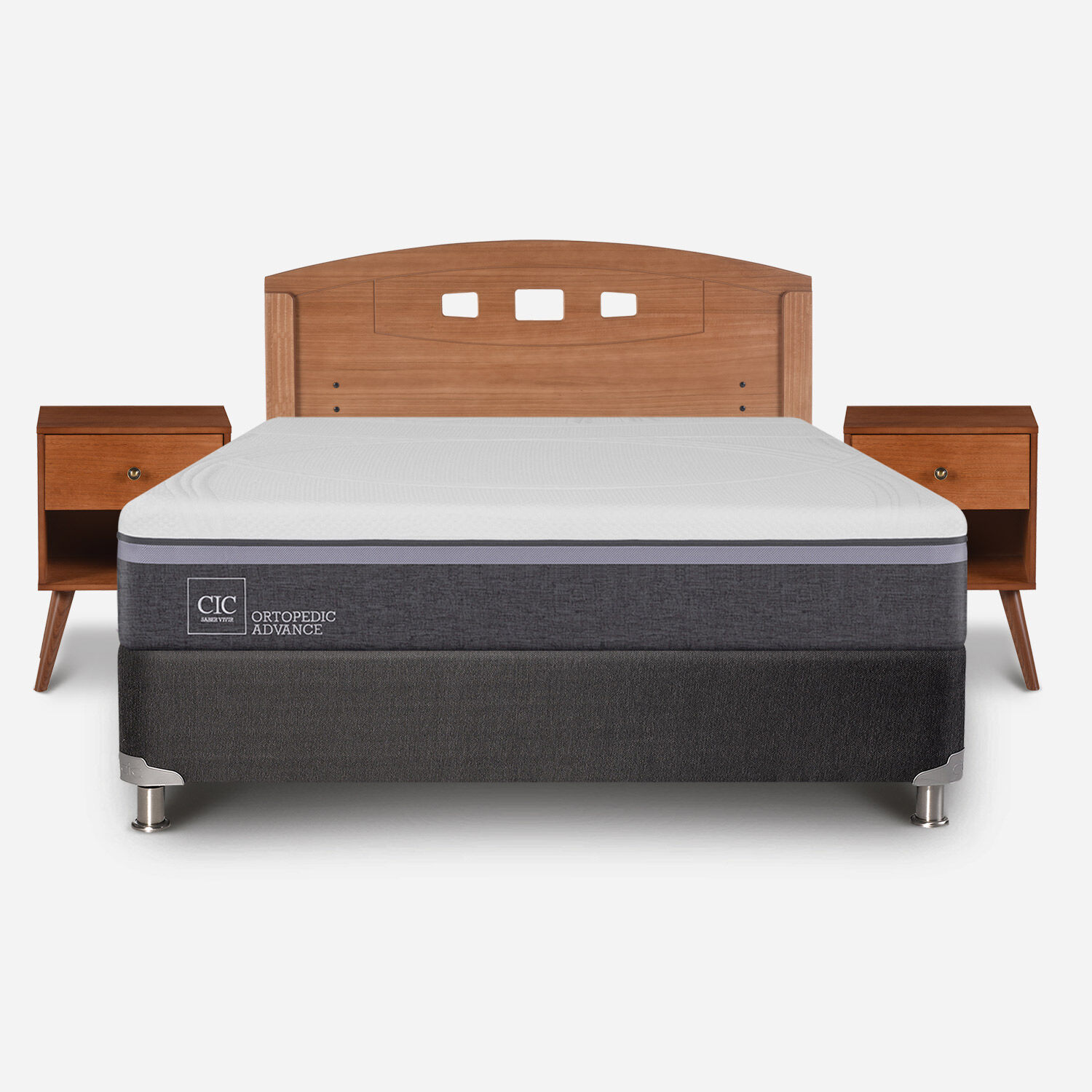 Box Spring 2 Plazas Ortopedic Advance Base Normal 5 Zonas + Set Gales Caramel