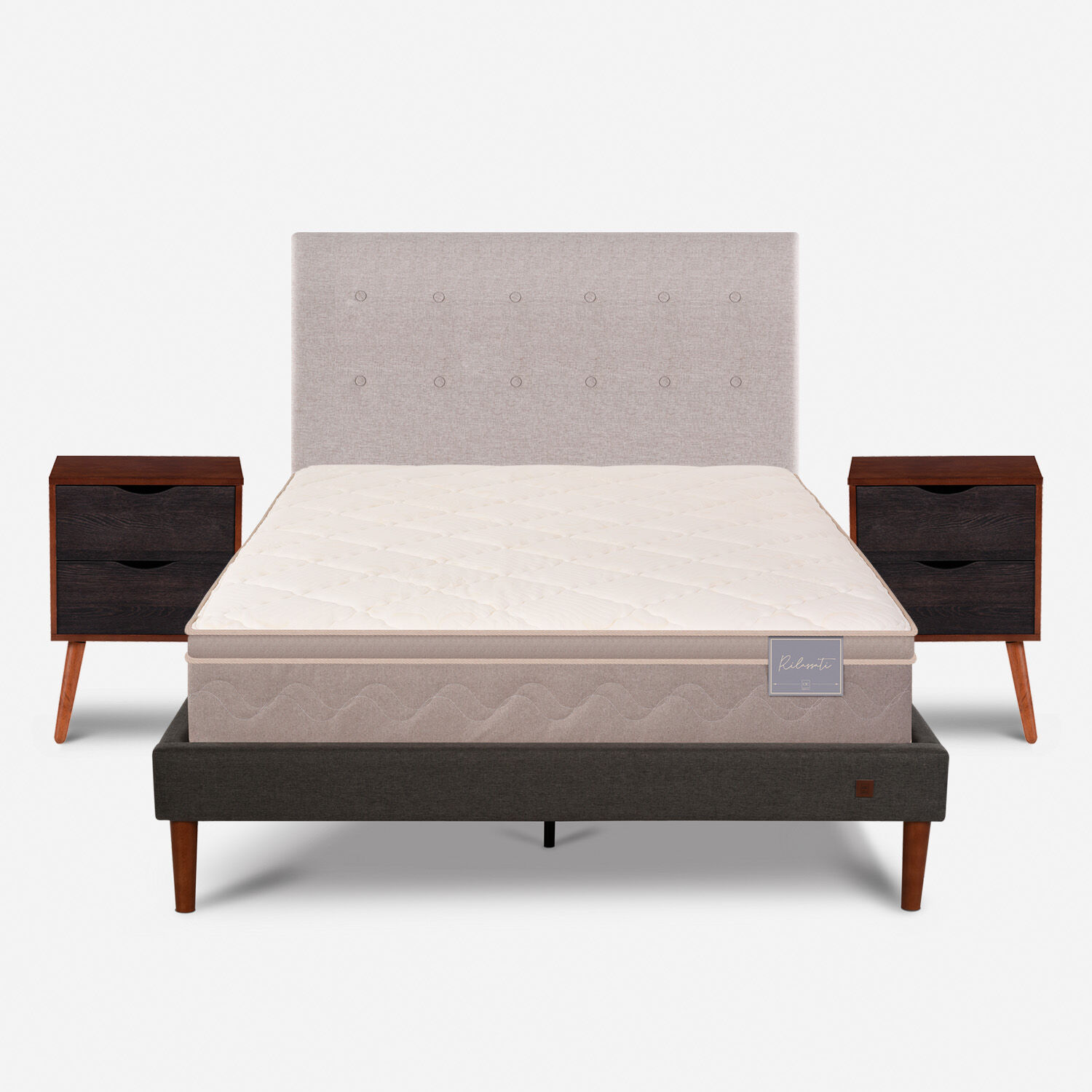Cama Europea Curve 2 Plazas Rilassati + Set Tigris