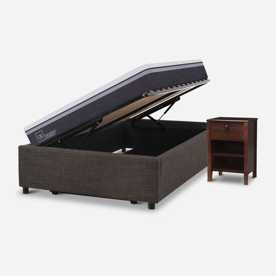 Cama Space Box 1.5 Plazas Ortopedic Advance + Velador New Torino