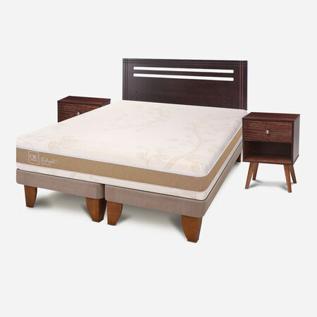 Cama Europea 2 Plazas Rilassati Infinity Base Dividida + Set M&uacute;nich Chocolate