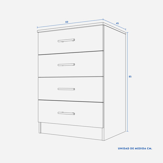Cómoda Cajonera 4 Cajones Fenix Wengue