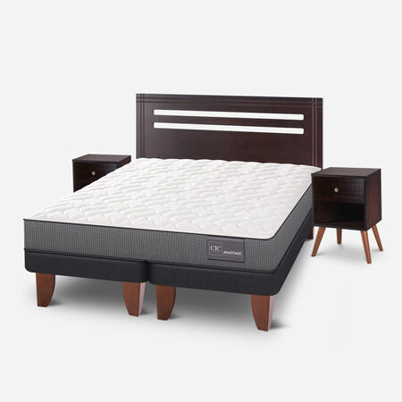 Cama Europea 2 Plazas Anatomic Base Dividida + Set Múnich Chocolate