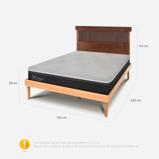 Cama 2 Plazas Hybrid + Respaldo New Dublín Caramel