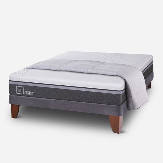 Cama Europea 2 Plazas Ortopedic Advance Base Normal + Plumón
