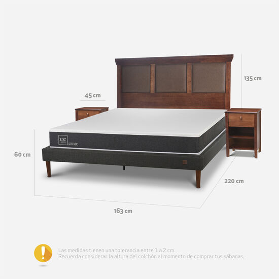Cama Europea Curve 2 Plazas Ortopedic + Set New Torino