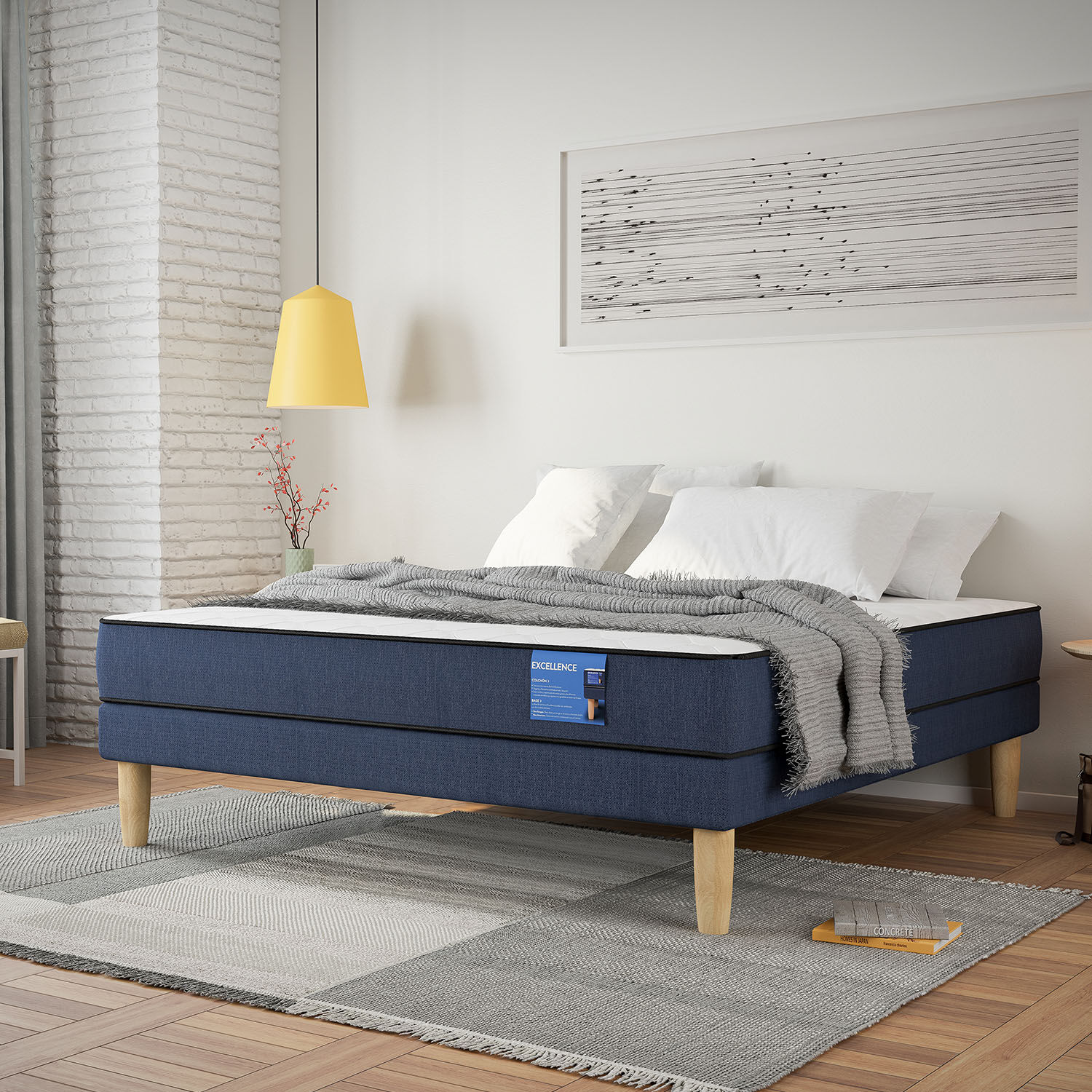 Cama Americana 2 Plazas Excellence Set Olmo Almohadas CIC
