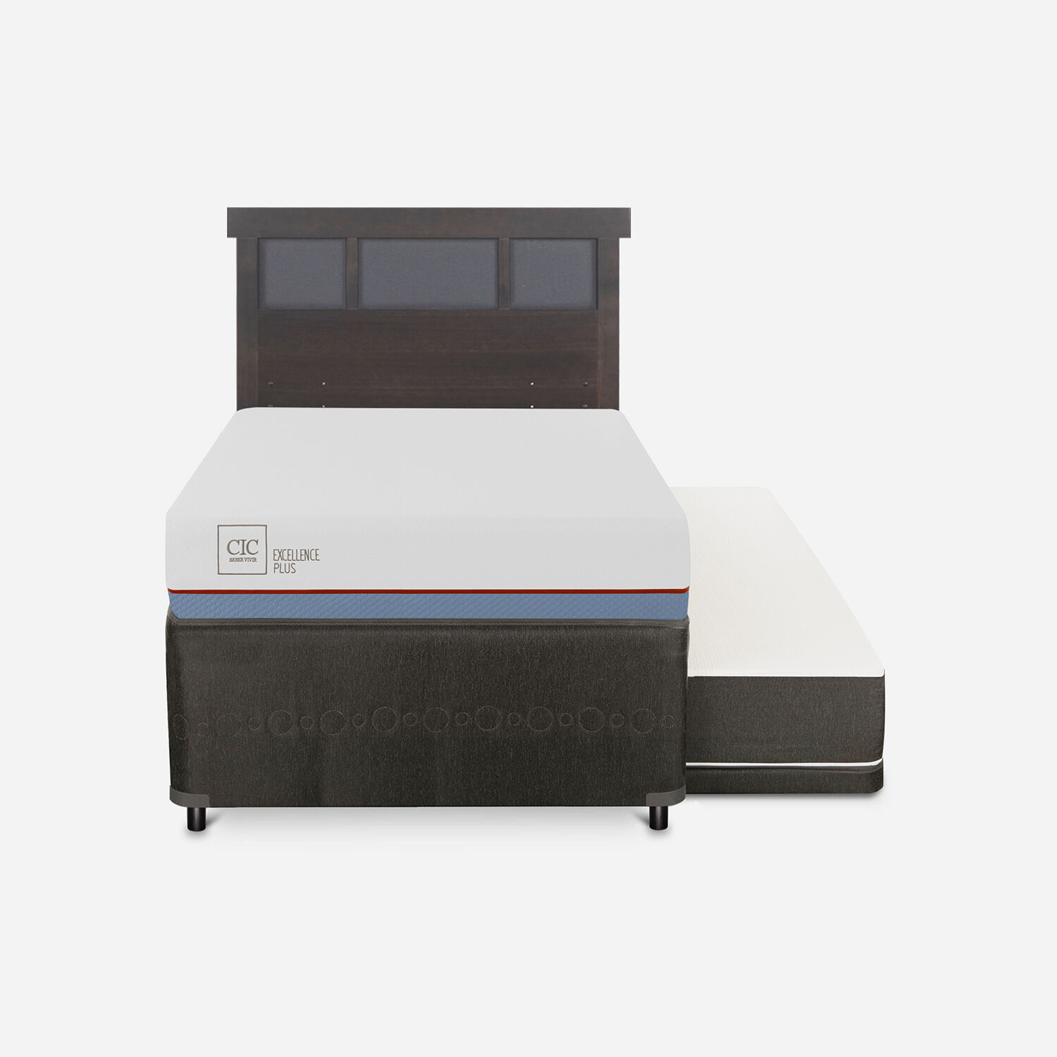 Cama Nido Diván Excellence Plus + Respaldo Dublín Gris