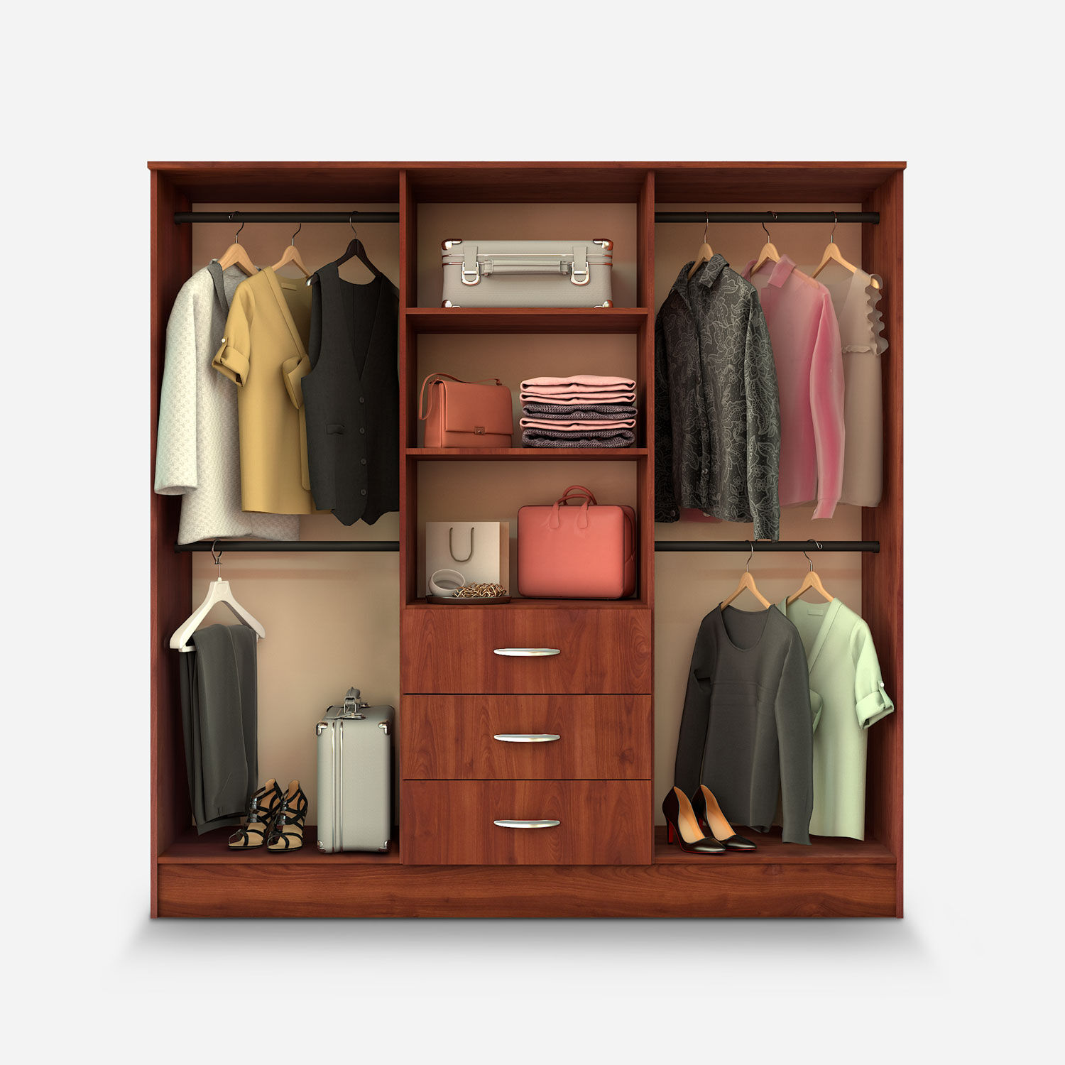 Cl&oacute;set 6 Puertas 3 Cajones Maipo Cerezo