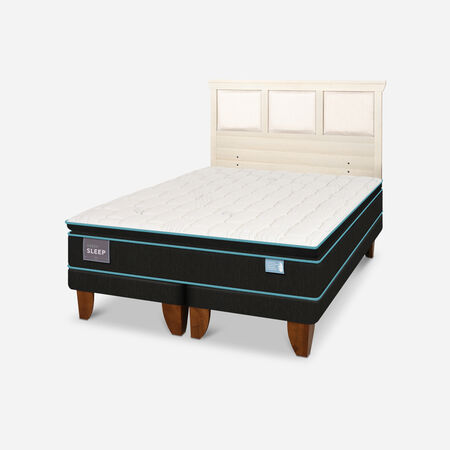 Cama Europea 2 Plazas Green Sleep Base Dividida + Respaldo Torino Alpino