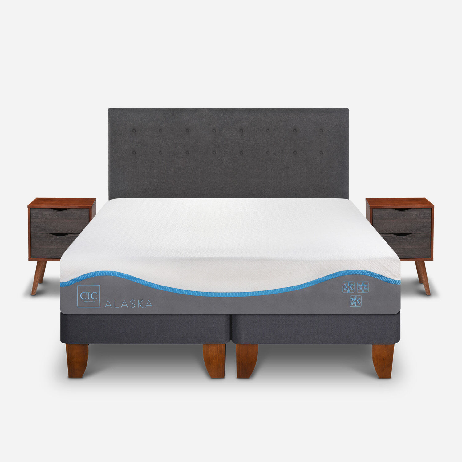 Cama Europea King Alaska + Set &Eacute;ufrates