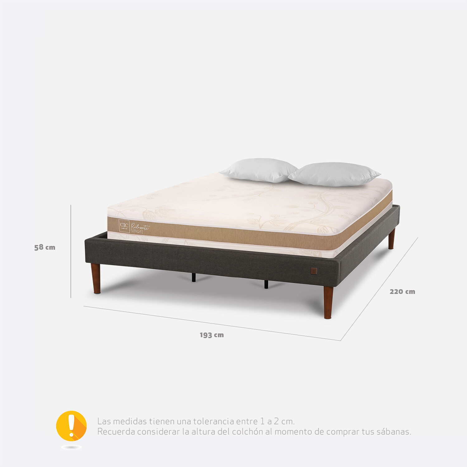 Cama Europea Curve King Rilassati Infinity + Almohadas