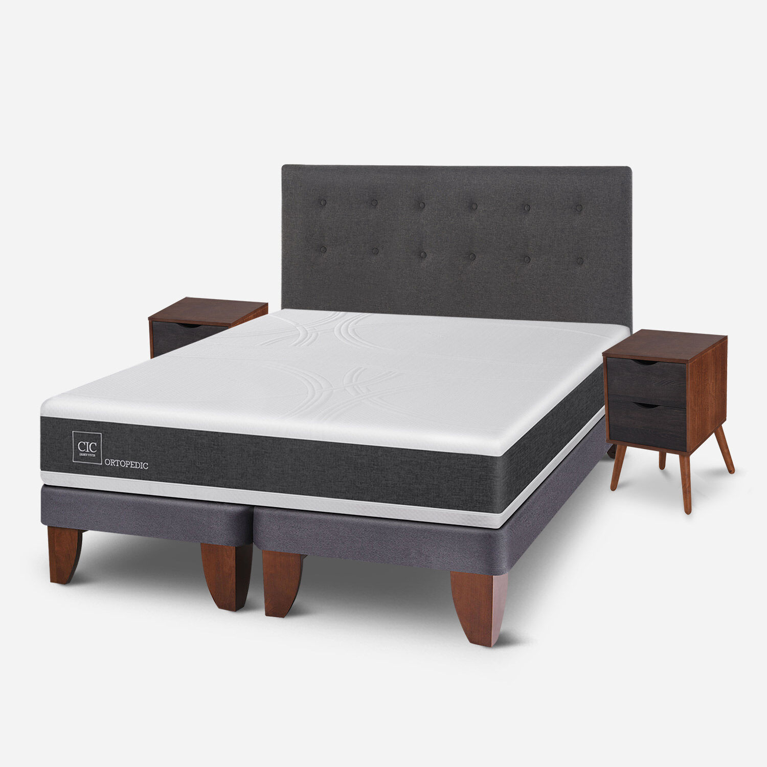 Cama Europea 2 Plazas Ortopedic Base Dividida + Set &Eacute;ufrates