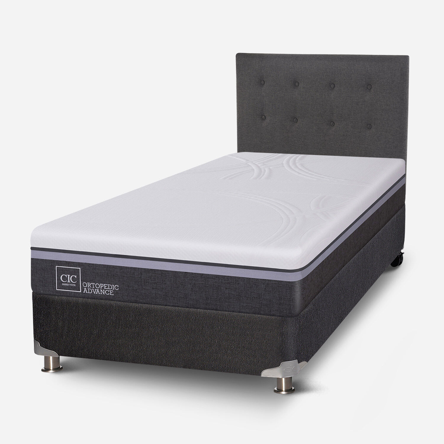 Box Spring 1,5 Plazas Ortopedic Advance 5 Zonas + Respaldo Éufrates