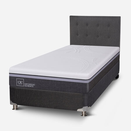 Box Spring 1,5 Plazas Ortopedic Advance 5 Zonas + Respaldo Éufrates