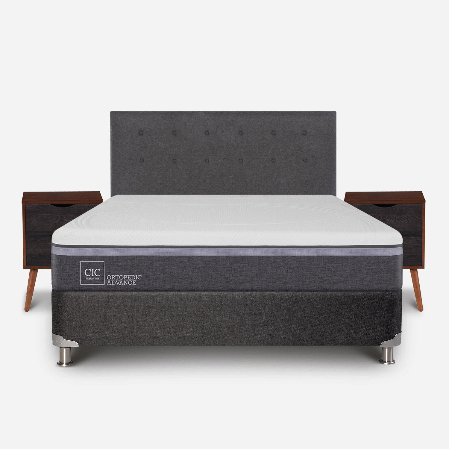 Box Spring 2 Plazas Ortopedic Advance Base Normal 5 Zonas + Set Éufrates