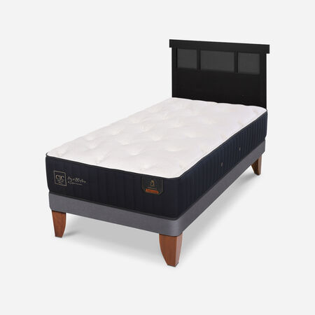 Cama Europea 1,5 Plazas Premium + Respaldo Dubl&iacute;n Negro
