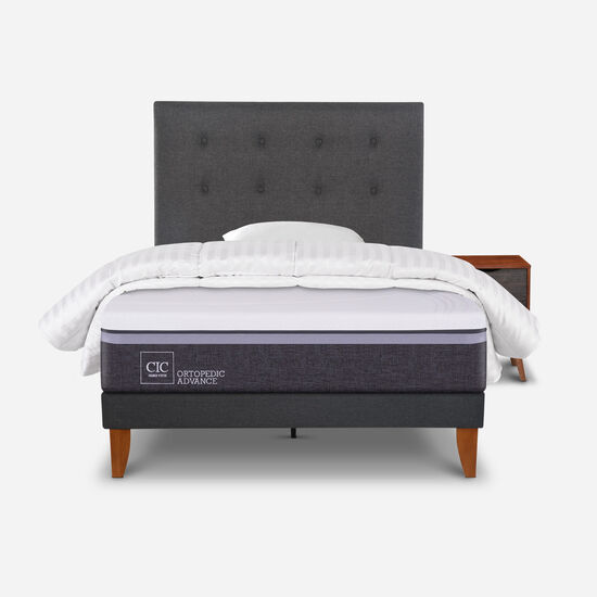 Cama Europea Curve 1.5 Plazas Ortopedic Advance + Set Éufrates + Almohada + Plumón