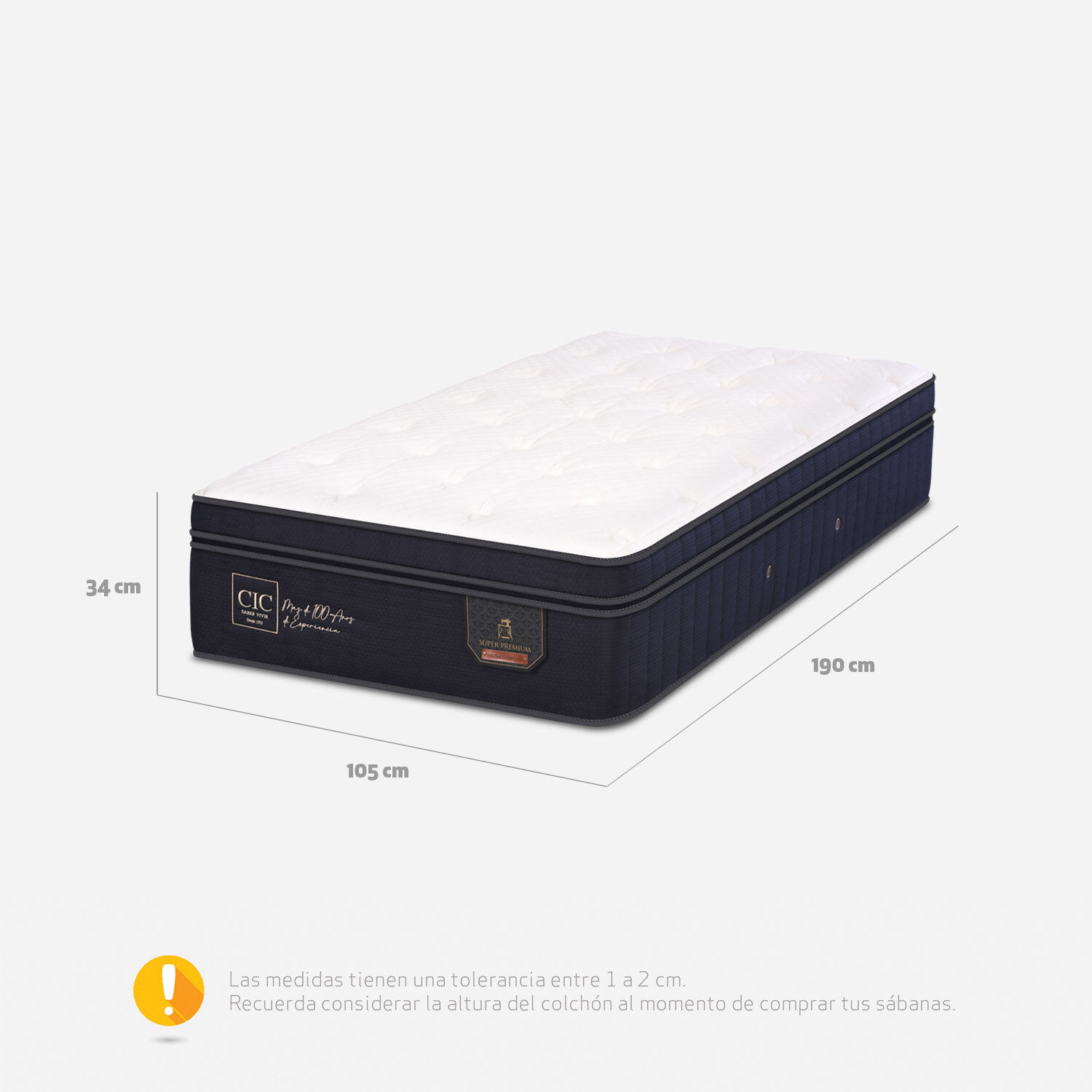 Colch&oacute;n 1,5 Plazas Super Premium 105x190