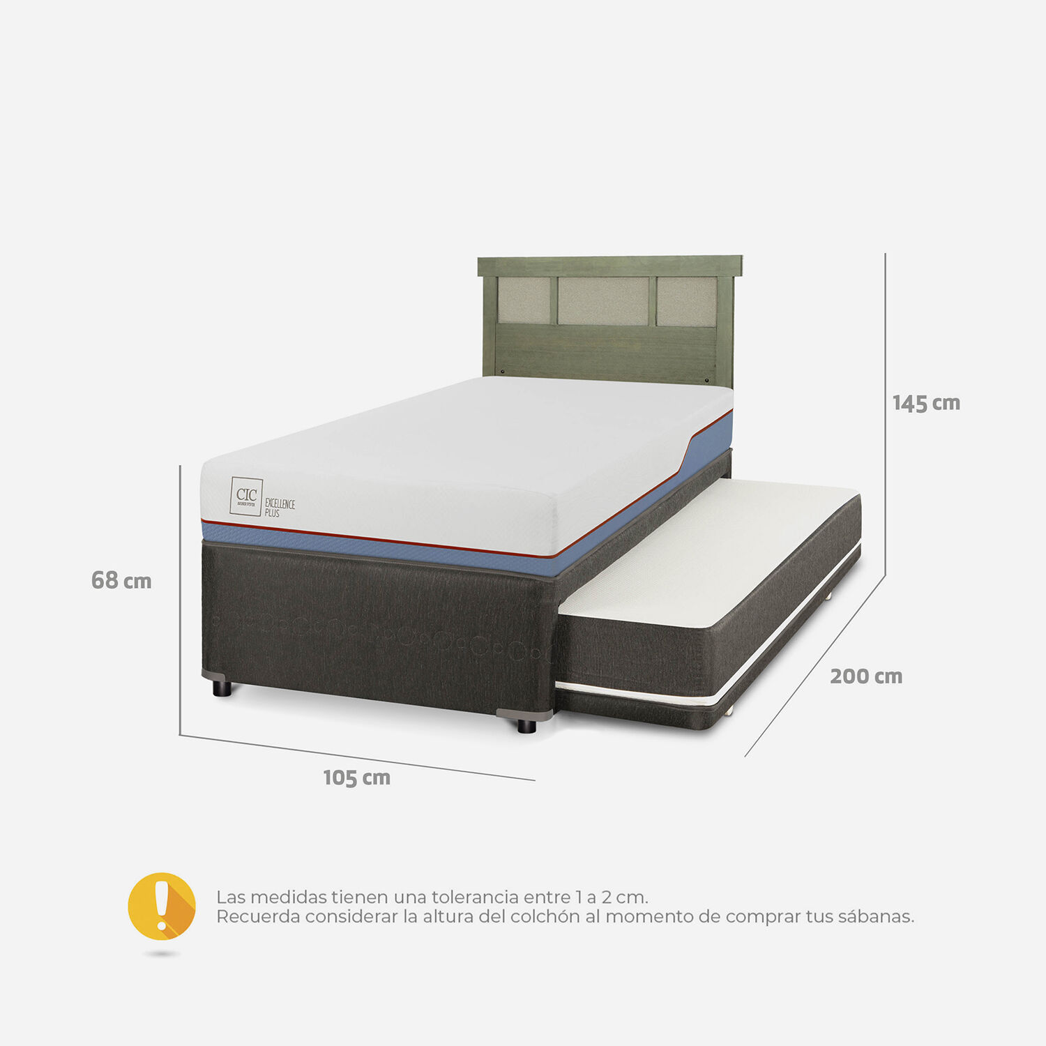 Cama Nido Div&aacute;n Excellence Plus + Respaldo Dubl&iacute;n Olivo