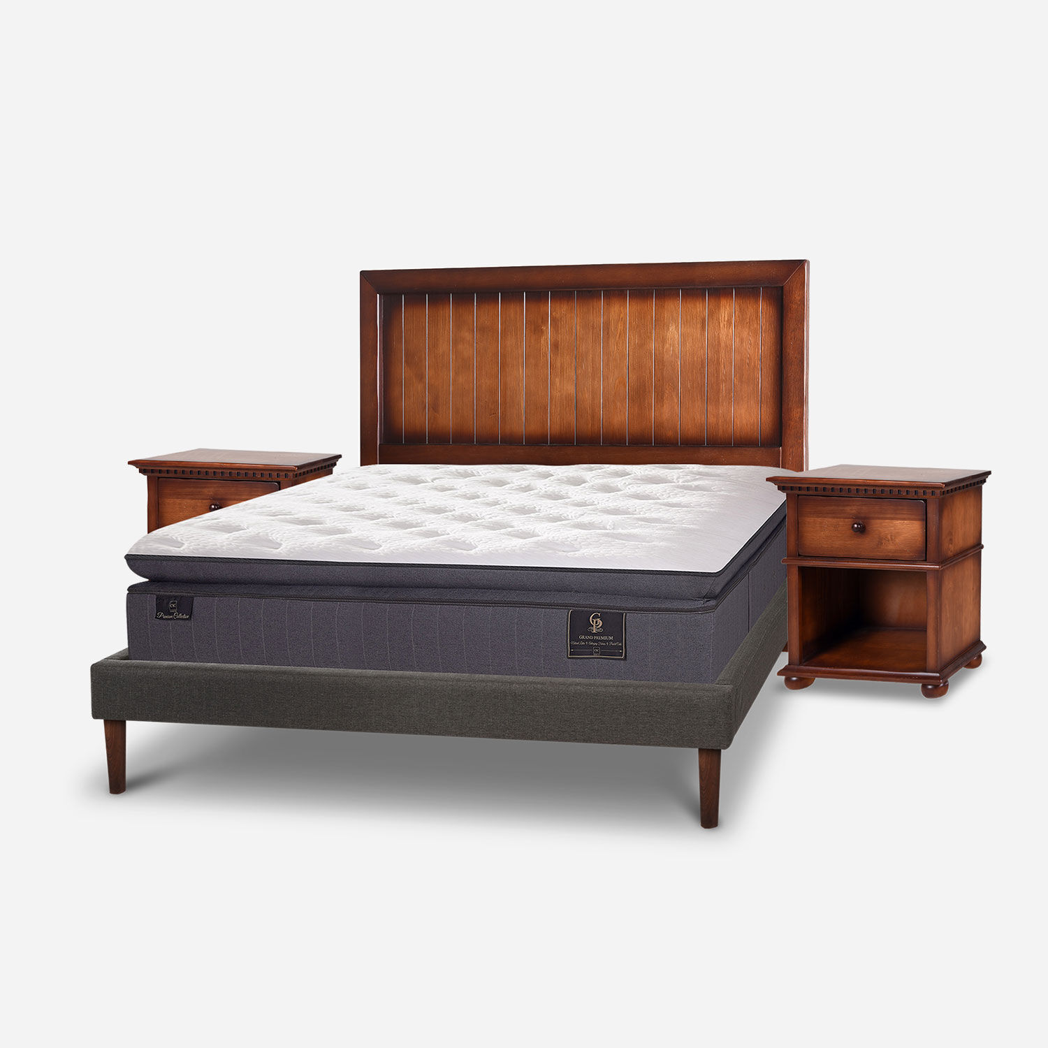 Cama Europea Curve 2 Plazas Grand Premium + Set Monterrey