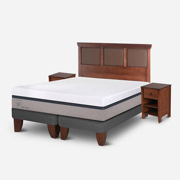 Cama Europea 2 Plazas Balance Base Dividida + Set Torino Caramel