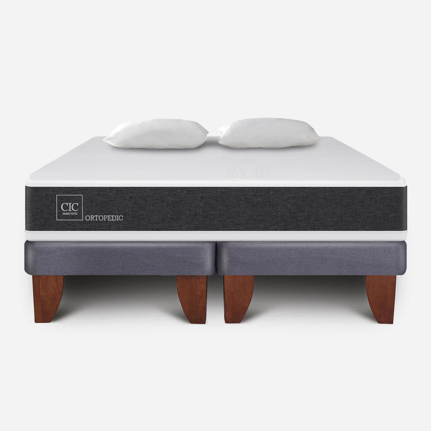 Cama Europea 2 Plazas Ortopedic Base Dividida + Almohadas