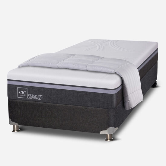 Box Spring 1.5 Plazas Ortopedic Advance 5 Zonas + Plumón