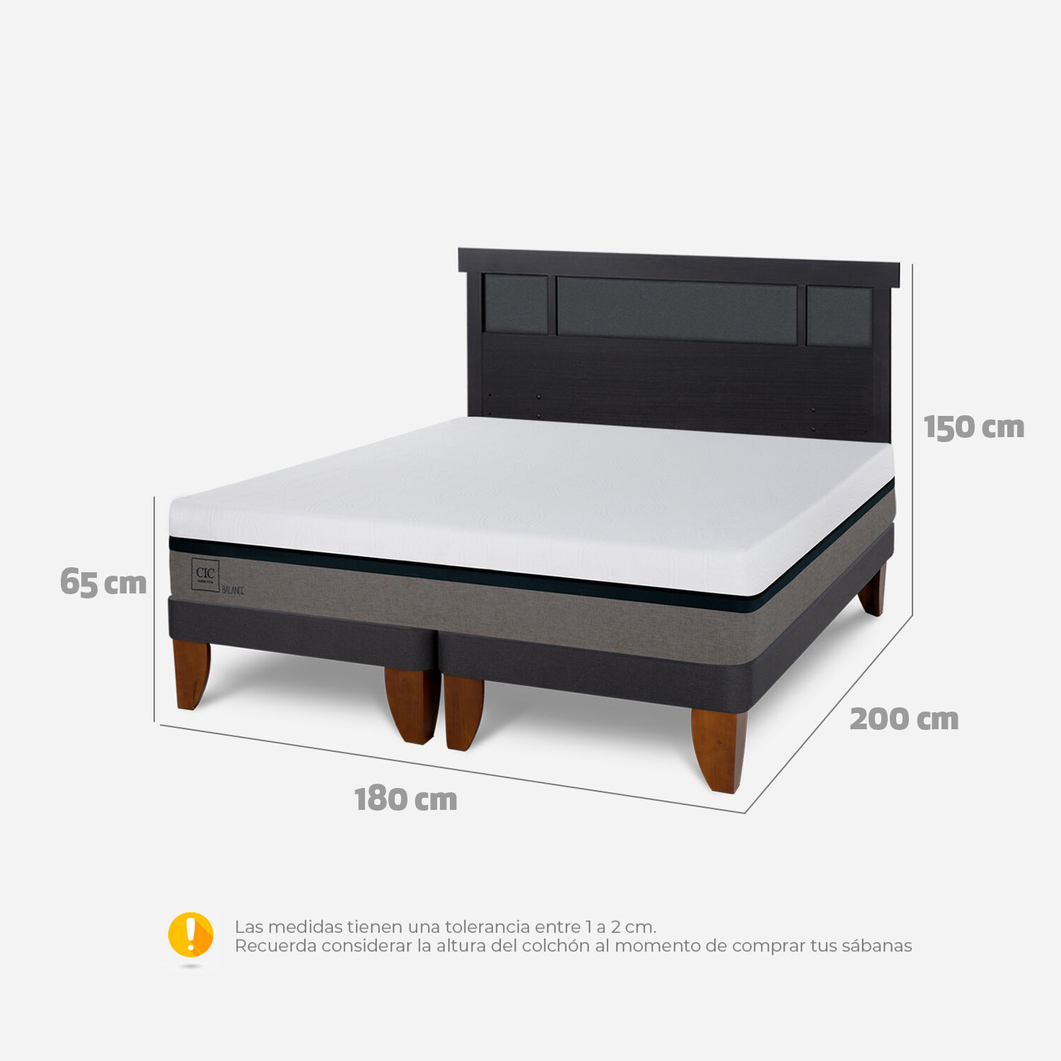 Cama Europea King Balance + Respaldo Torino Negro