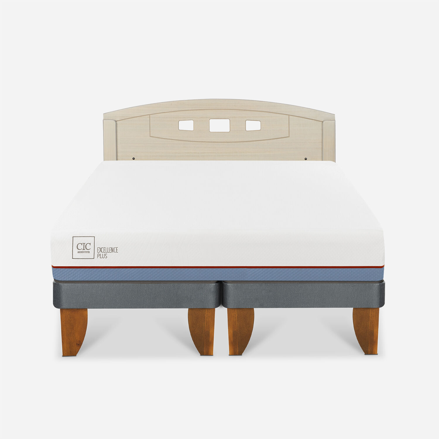 Cama Europea 2 Plazas Excellence Plus Base Dividida + Respaldo Gales Alpino