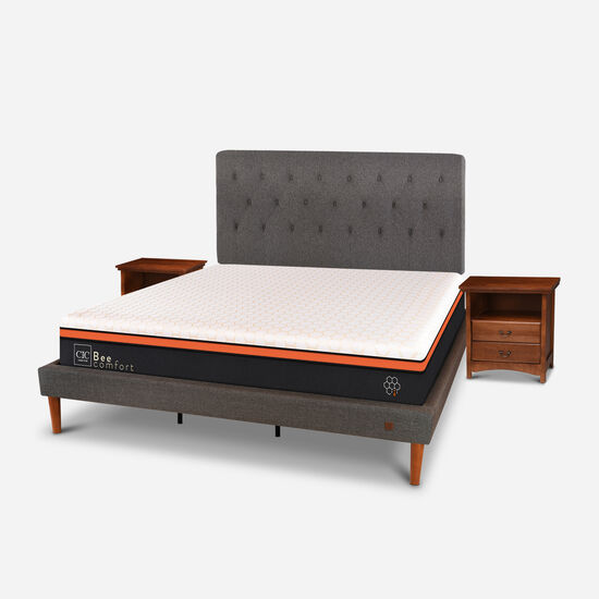 Cama Europea Curve King Bee Comfort + Set Kavery