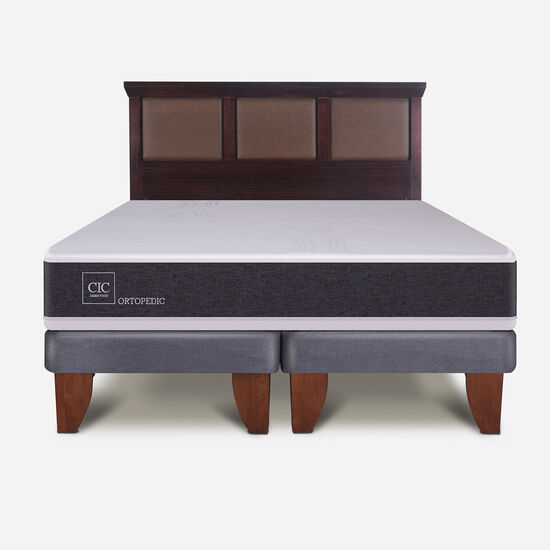 Cama Europea King Ortopedic + Respaldo Torino Choc