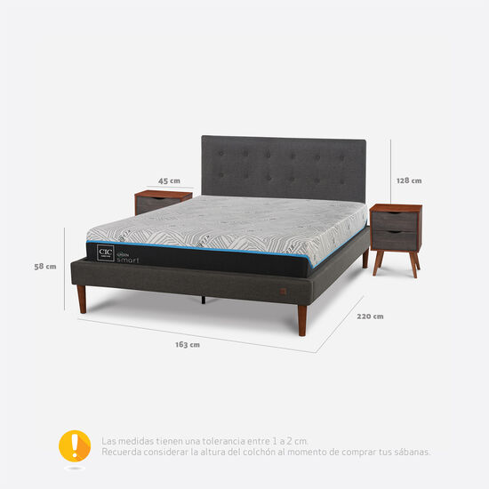 Cama Europea Curve 2 Plazas Smart Green + Set Éufrates